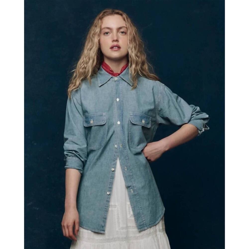 NEW THE GREAT. craftsman shirt in railway wash